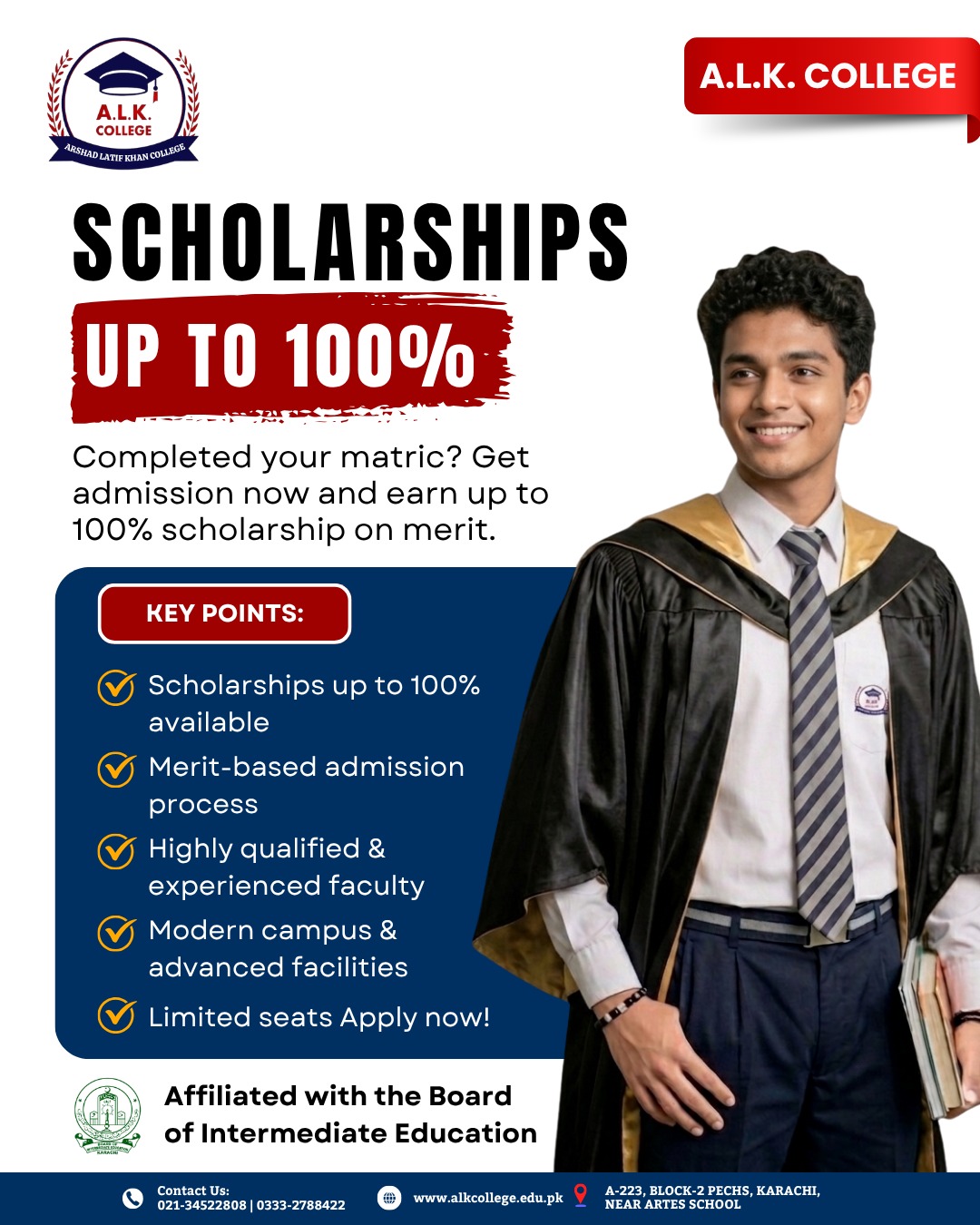 Admissions open for session 2026 - 2027 for intermediate, ALK college, ALK business School